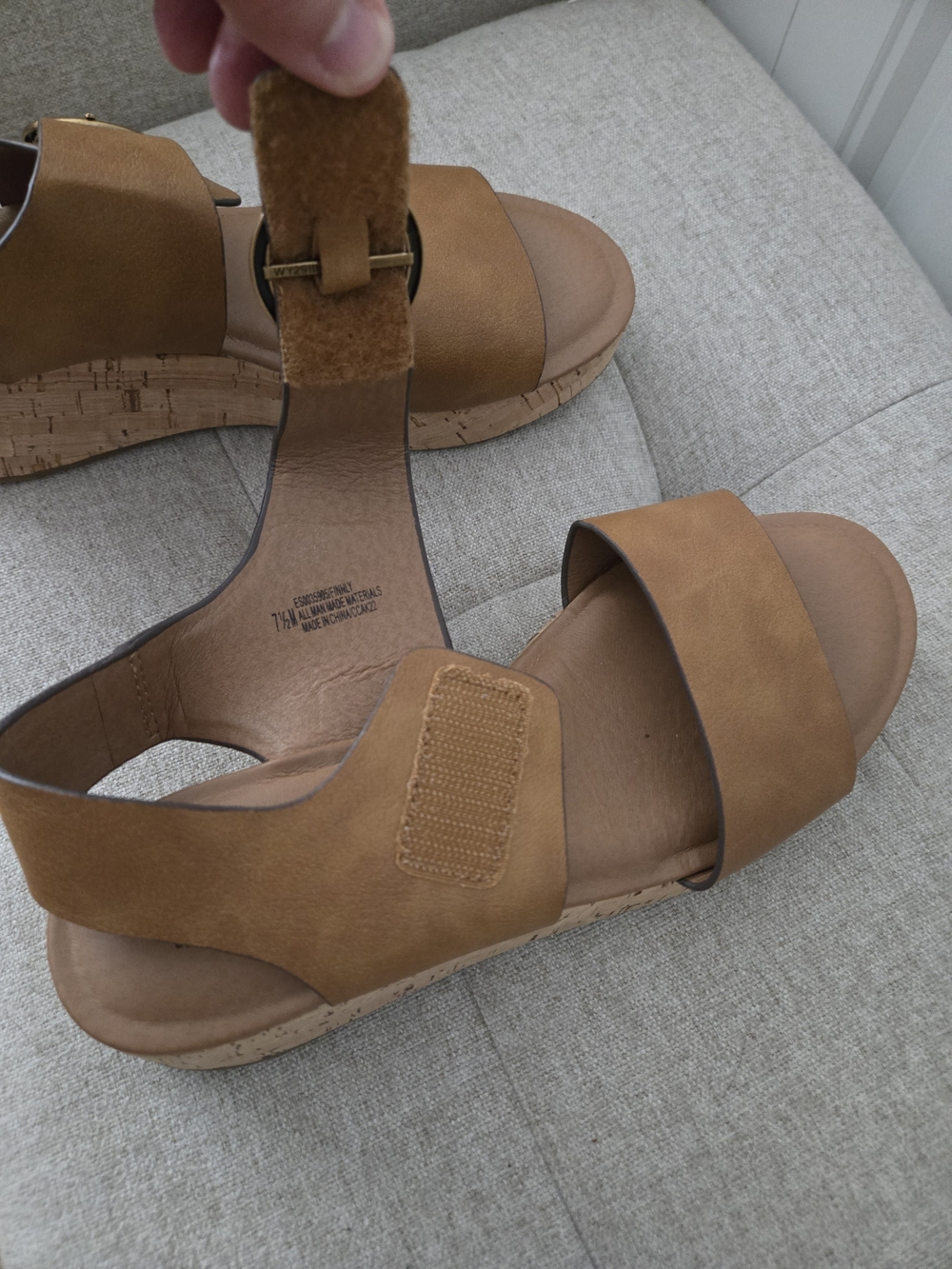 Comfort Cork Wedge Sandals in Tan with Decorative Buckle - Picture 4 of 9